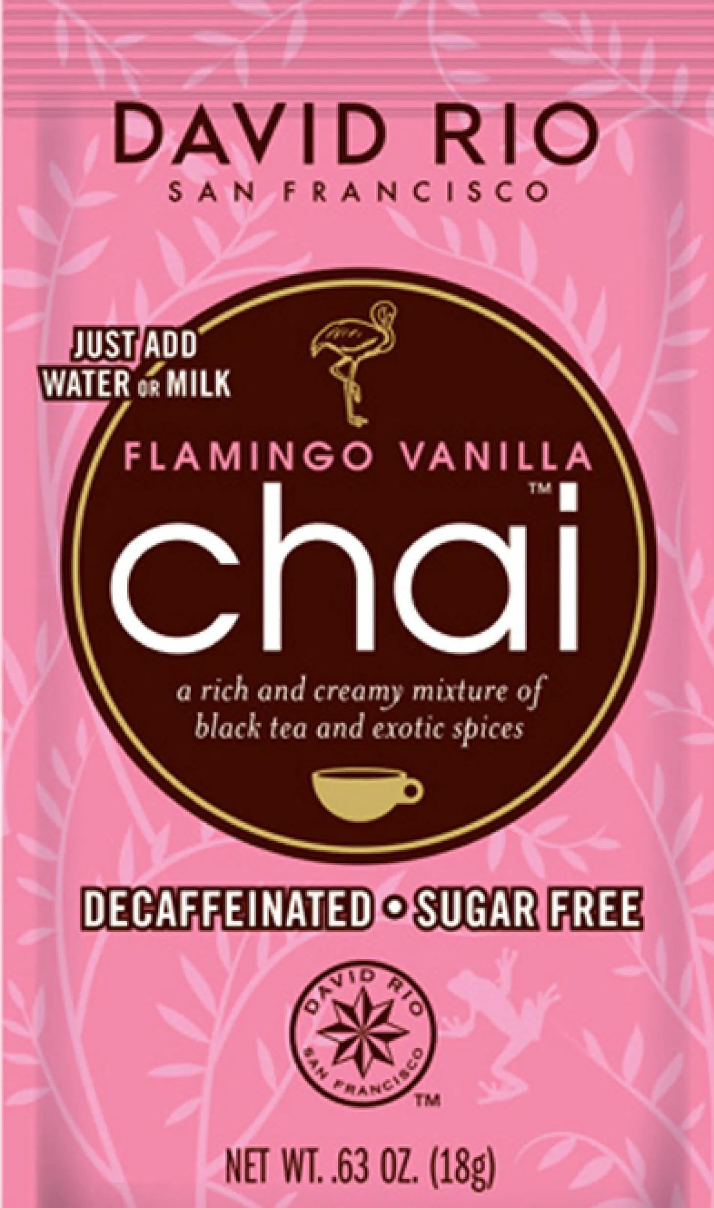 David Rio Flamingo Vanille Sugar Free Decaf. Sachets