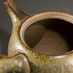 Japankanne (Kyusu) - grün strukturiert mit Tonsieb 240 ml