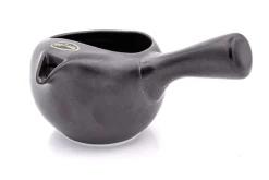 Japankanne (Kyusu) - offen schwarz-grau mit Metallsieb