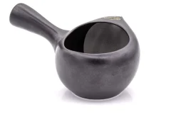 Japankanne (Kyusu) - offen schwarz-grau mit Metallsieb