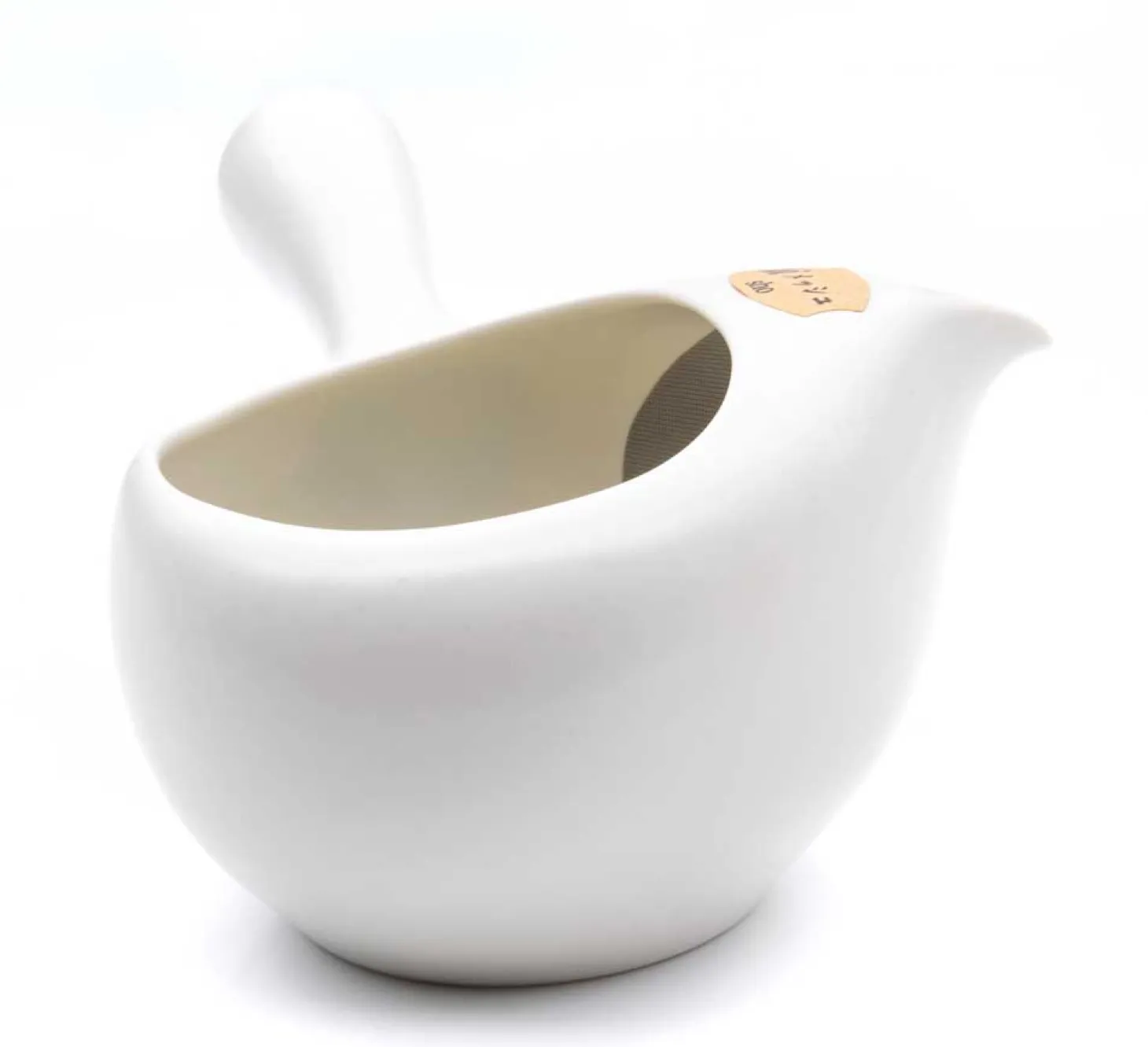 Japankanne (Kyusu) - offen weiß mit Metallsieb