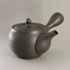 Japankanne (Kyusu) - schwarz strukturiert mit Tonsieb aus Tokoname