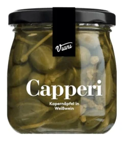 Kapernäpfel in Weißwein - im Glas