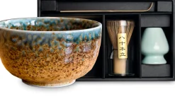 Matchaset Ki - Bowl, Chasen, Chashaku, Besenhalter