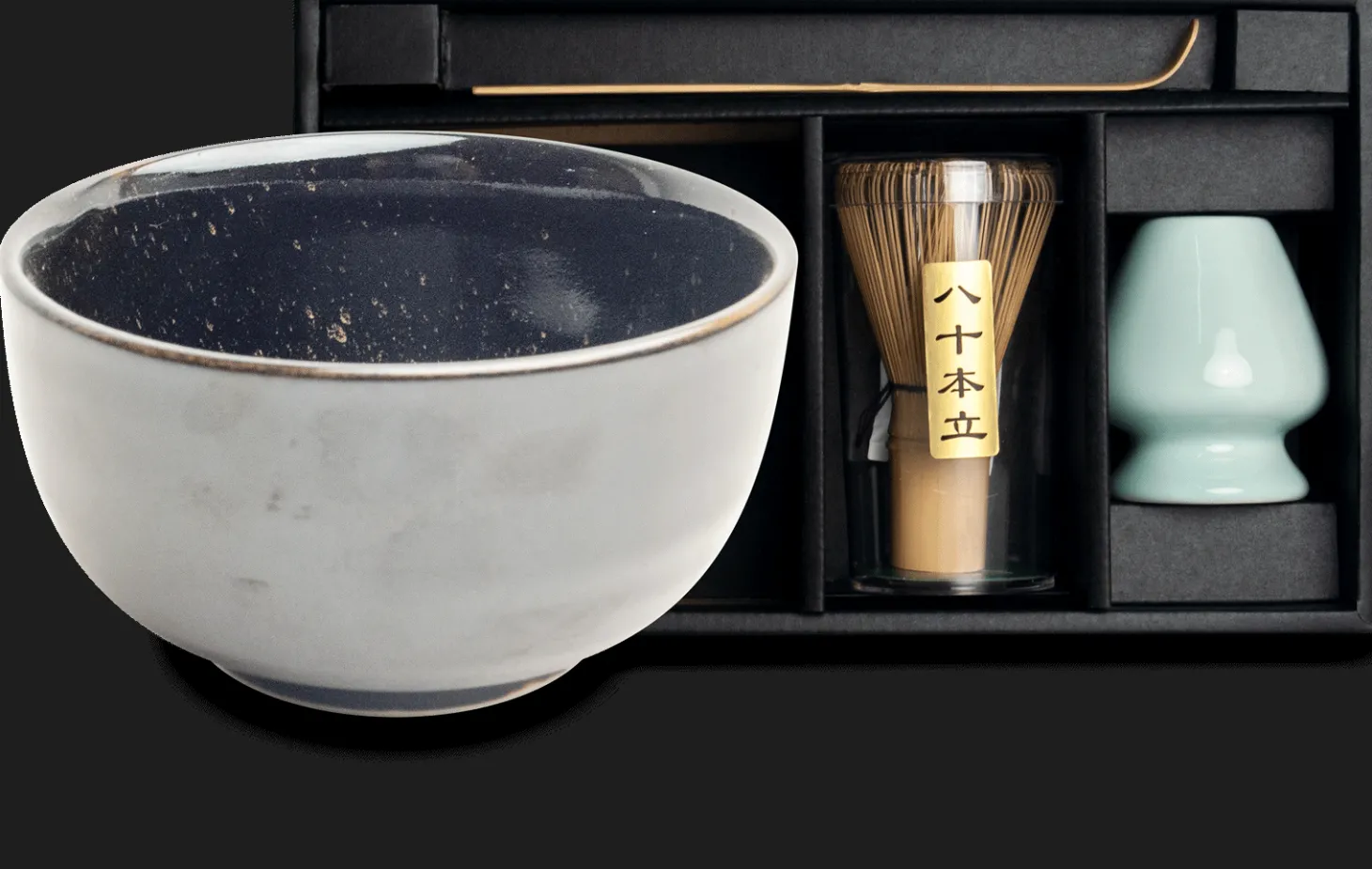 Matchaset Uzu - Bowl, Chasen, Chashaku, Besenhalter