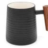 Schwarzer Becher Negra, Porzellan, mit Rosenholzgriff 0,4 l / 2fach