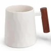 Weißer Becher Blanca, Porzellan, mit Rosenholzgriff, 0,4 l